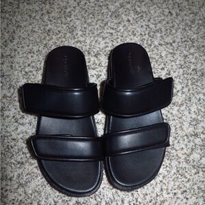 Open Edit Finley Slide Black Sandals
